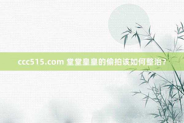 ccc515.com 堂堂皇皇的偷拍该如何整治？