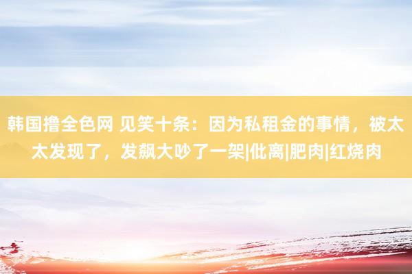 韩国撸全色网 见笑十条：因为私租金的事情，被太太发现了，发飙大吵了一架|仳离|肥肉|红烧肉