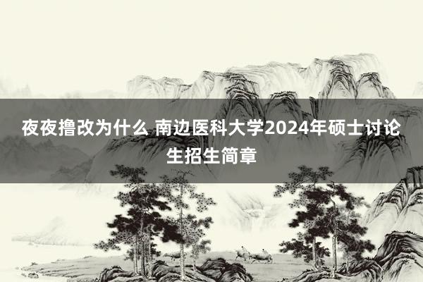 夜夜撸改为什么 南边医科大学2024年硕士讨论生招生简章