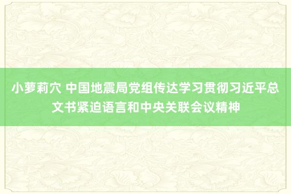 小萝莉穴 中国地震局党组传达学习贯彻习近平总文书紧迫语言和中央关联会议精神